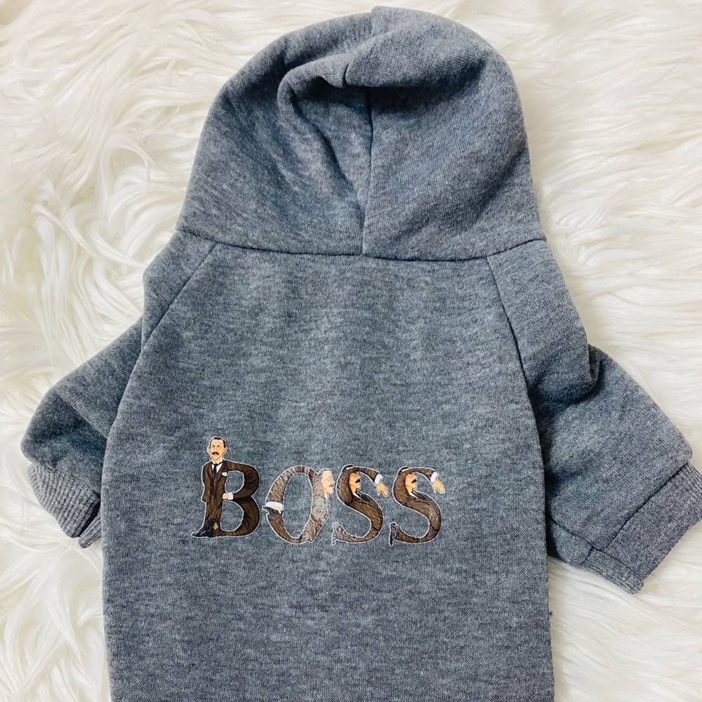 Gray Small Dog Boss Shirt Sweater Cute Female Dog - Picture 2 of 3